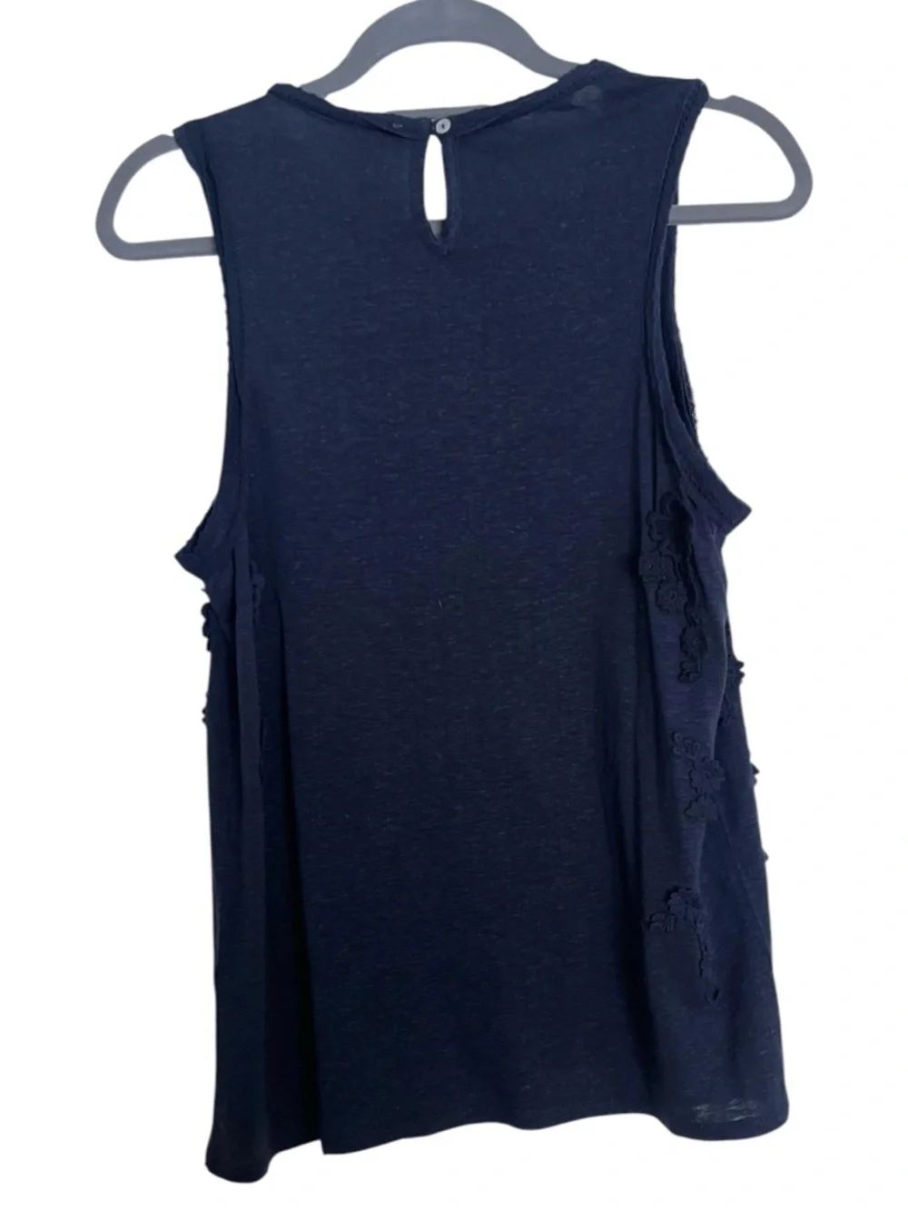 NWOT Sundance Linen Blend Floral Appliqué Sleeveless Tank Top Medium